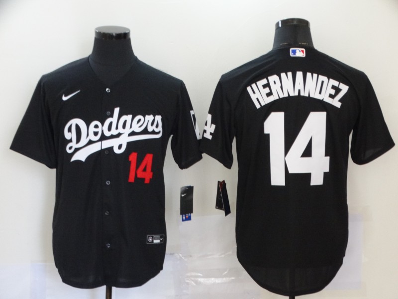 Men's Los Angeles Dodgers #14 Kik?? Hern??ndez Black Cool Base Stitched MLB Jersey